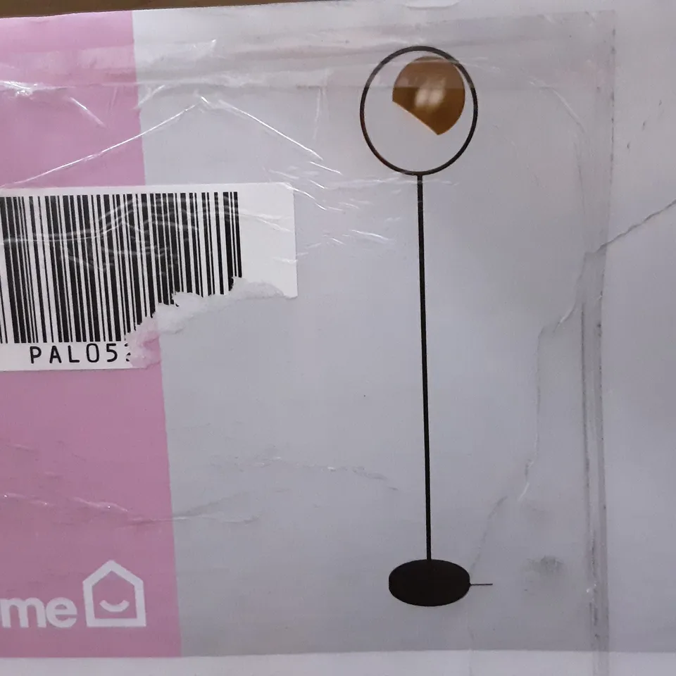 BOXED TAROBA FLOOR LAMP COMPATIBLE WITH E27 LIGHT BULB IN BLACK AND GOLD - H170 X W32.5 CM  