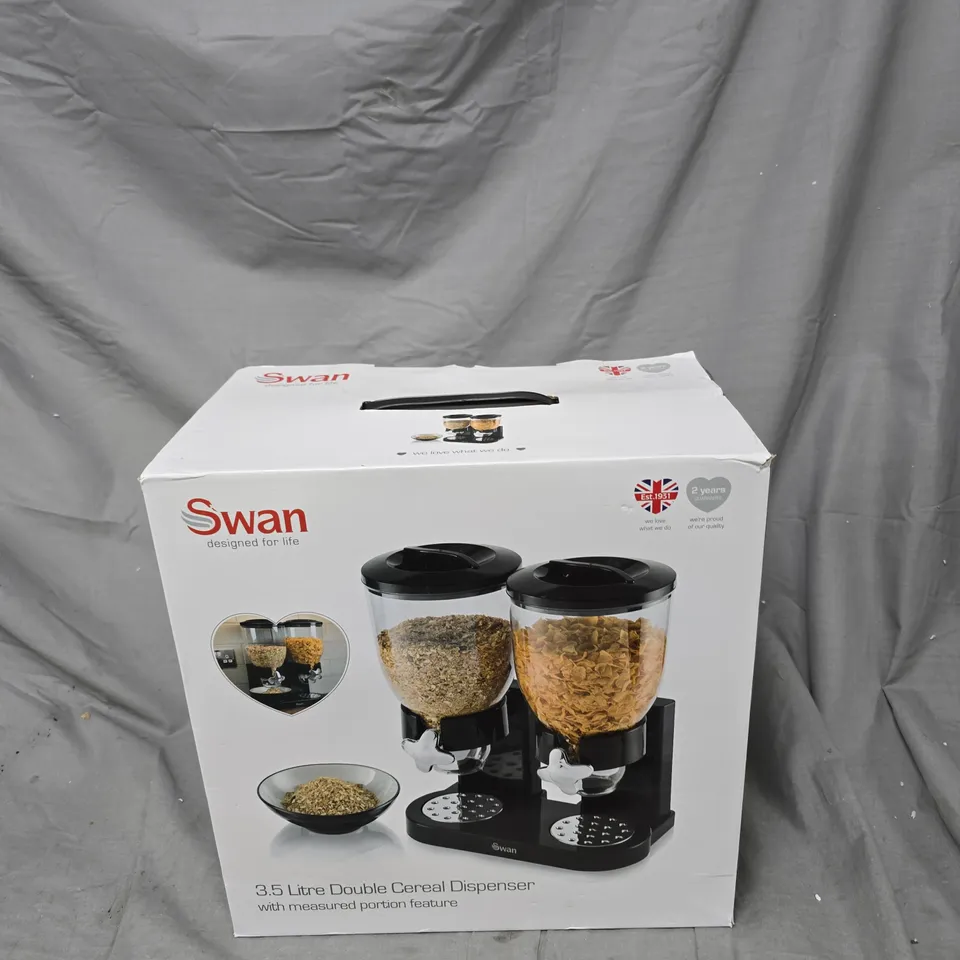 SWAN 3.5 LITRE DOUBLE CEREAL DISPENSER WITH MEASURED PORTION FEATURE – BOXED