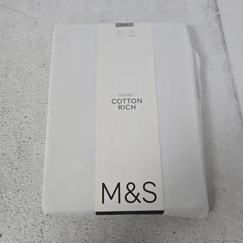 M&S BEDSET COTTON RICH WHITE - SINGLE