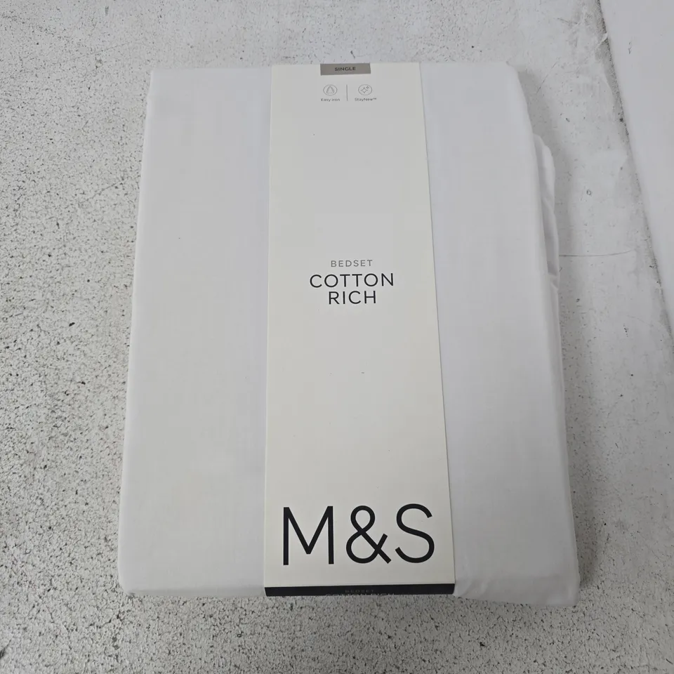 M&S BEDSET COTTON RICH WHITE - SINGLE