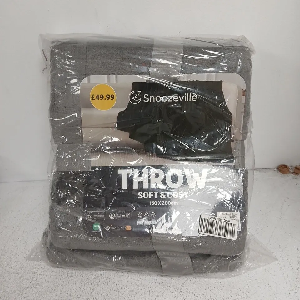 SNOOZEVILLE THROW – SOFT & COSY, GREY, 150 X 200 CM