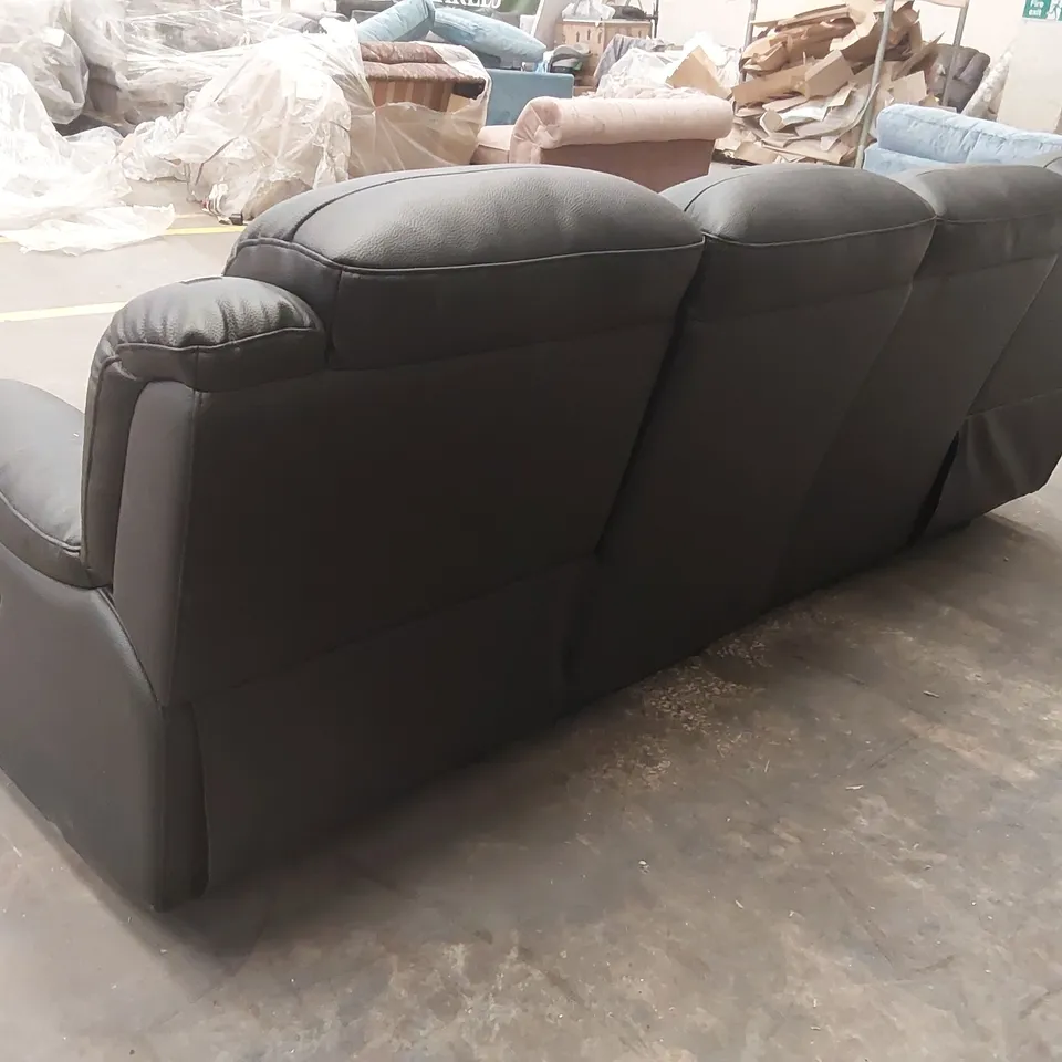 QUALITY DESIGNER FAUX LEATHER MANUAL RECLINING 4 SEATER SOFA - BLACK 