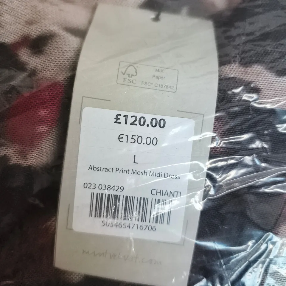 MINT VELVET ABSTRACT PRINT MESH MIDI DRESS – UK SIZE L