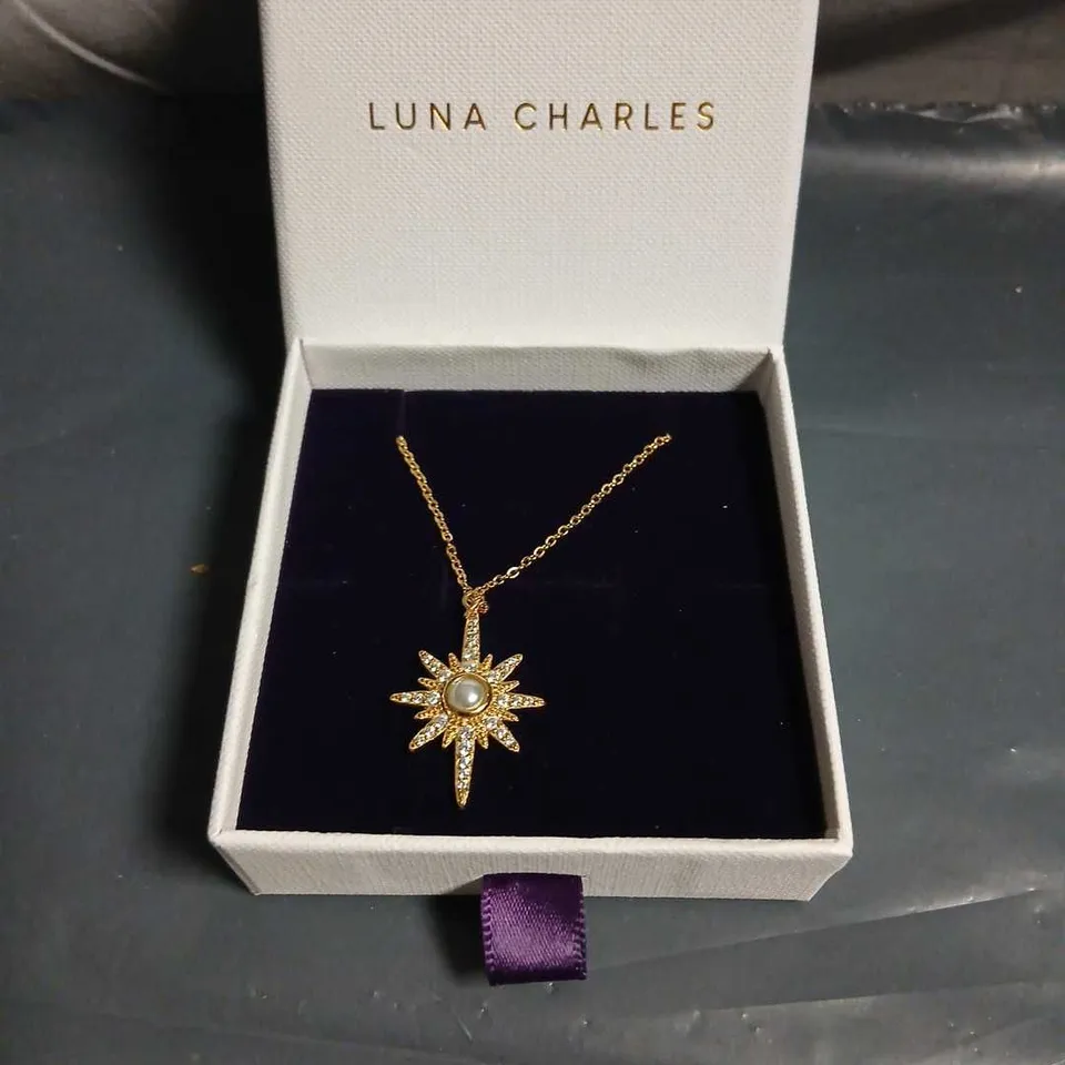 LUNA CHARLES SUNBURST PENDANT NECKLACE WITH PEARL
