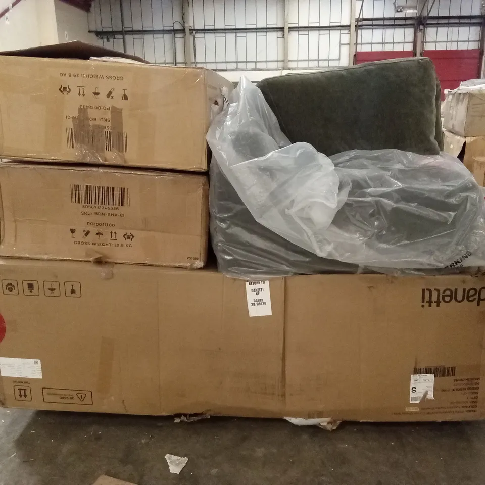 PALLET OF ASSORTED INCOMPLETE DANETTI FURNITURE PARTS AND PIECES 