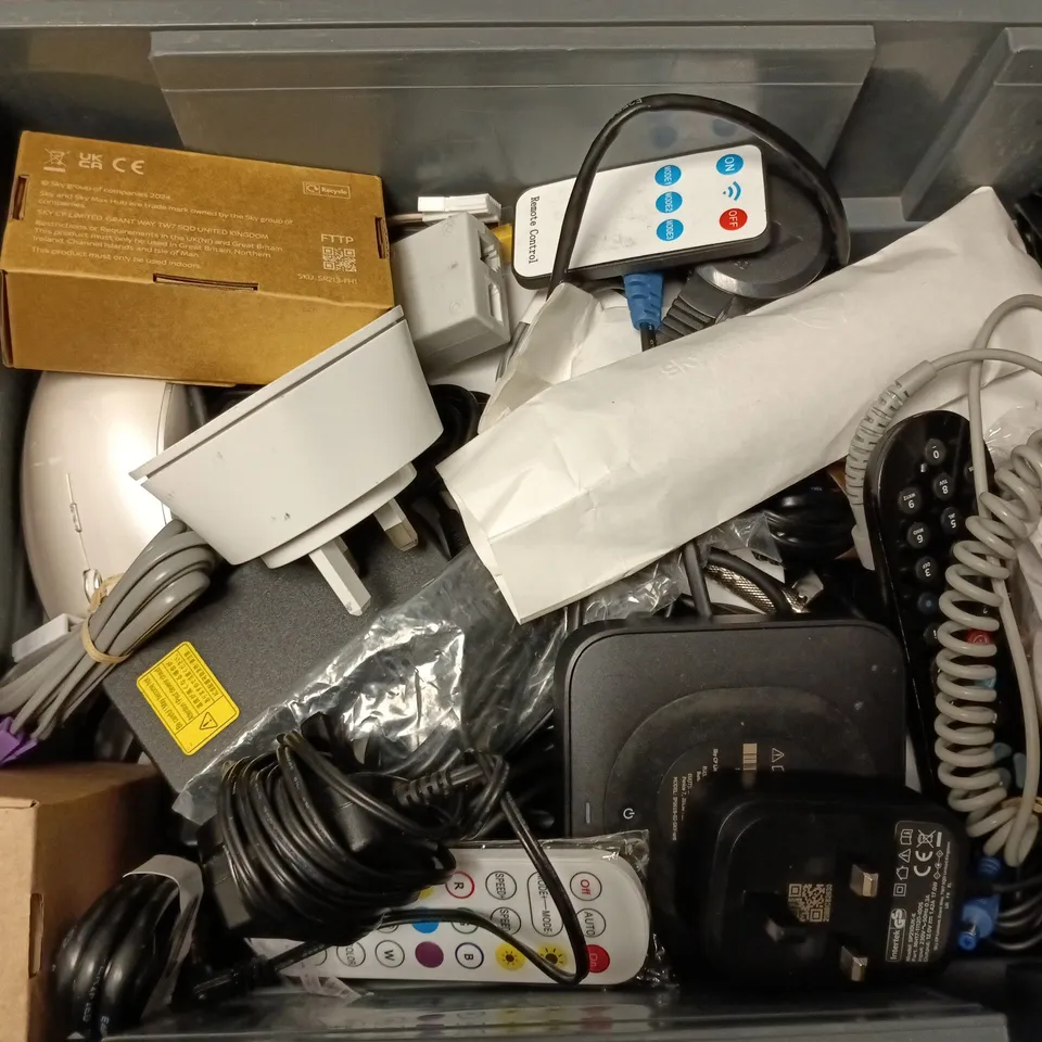 APPROXIMATELY 15 ASSORTED HOUSEHOLD ITEMS TO INCLUDE ROUTERS, TV REMOTE, MOUSE, ETC