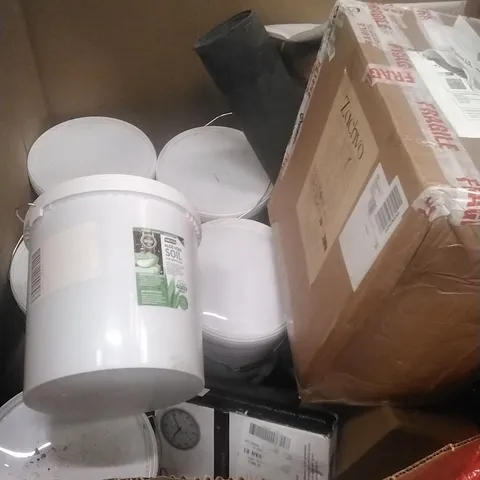 PALLET OF ASSORTED HOUSEHOLD GOODS AND PRODUCTS TO INCLUDE;BUCKETS OF ALOE VERA SOIL, INSTANT HOT WATER DISPENSER ETC