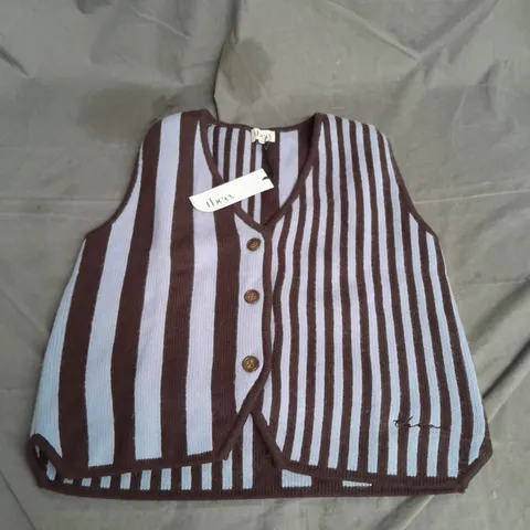 TBCO KNITTED VEST IN BLUE STRIPE SIZE S