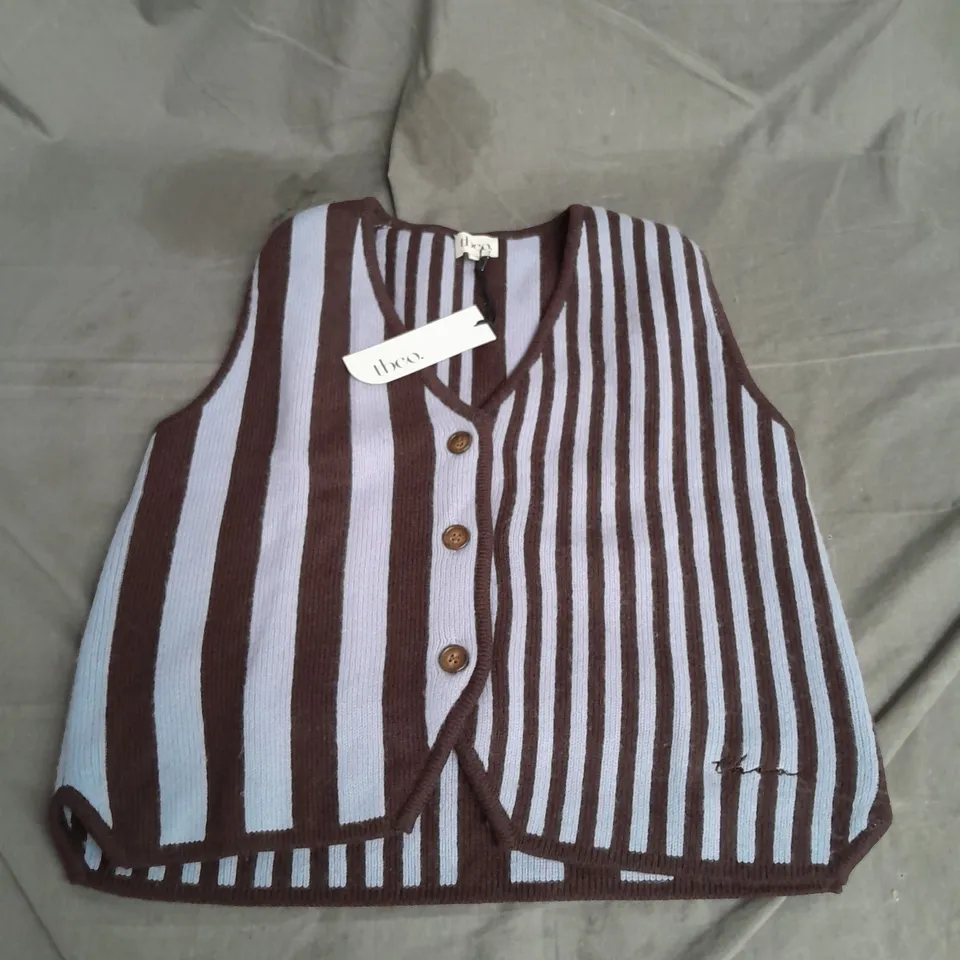 TBCO KNITTED VEST IN BLUE STRIPE SIZE S