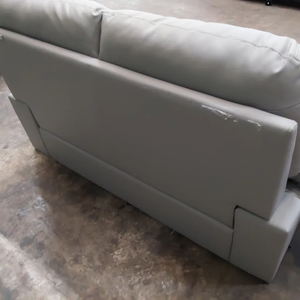 DESIGNER TWO SEATER SOFA GREY LEATHER 