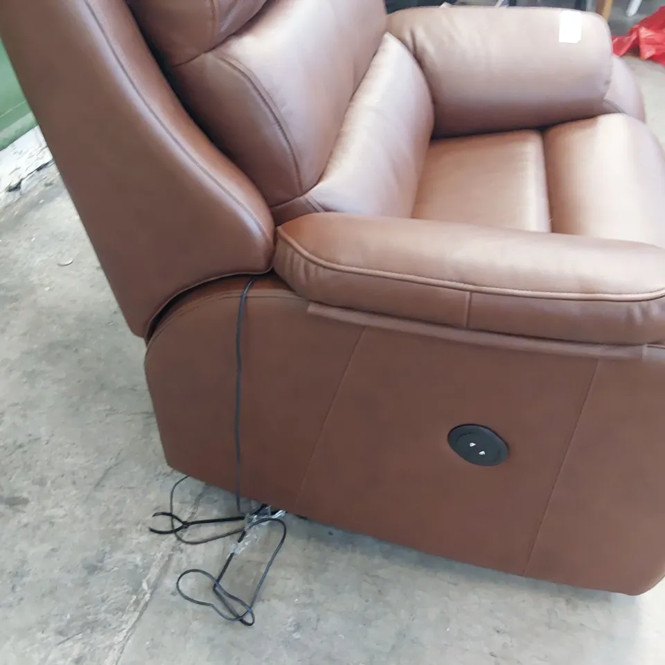 QUALITY BRITISH DESIGNER G PLAN GREENWICH POWER RECLINING SNUGGLER CHAIR CAPRI OAK LEATHER 