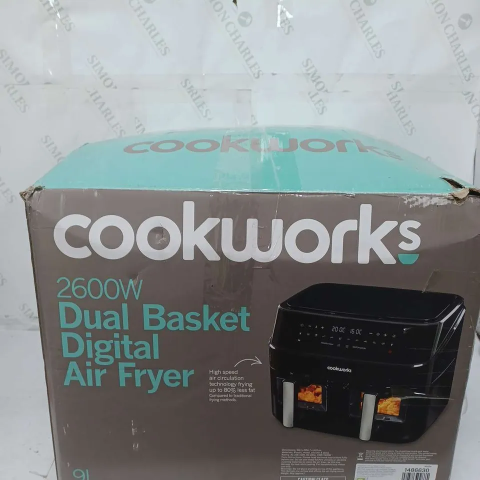 BOXED COOKWORKS 2600W DUAL BASKET DIGITAL AIR FRYER