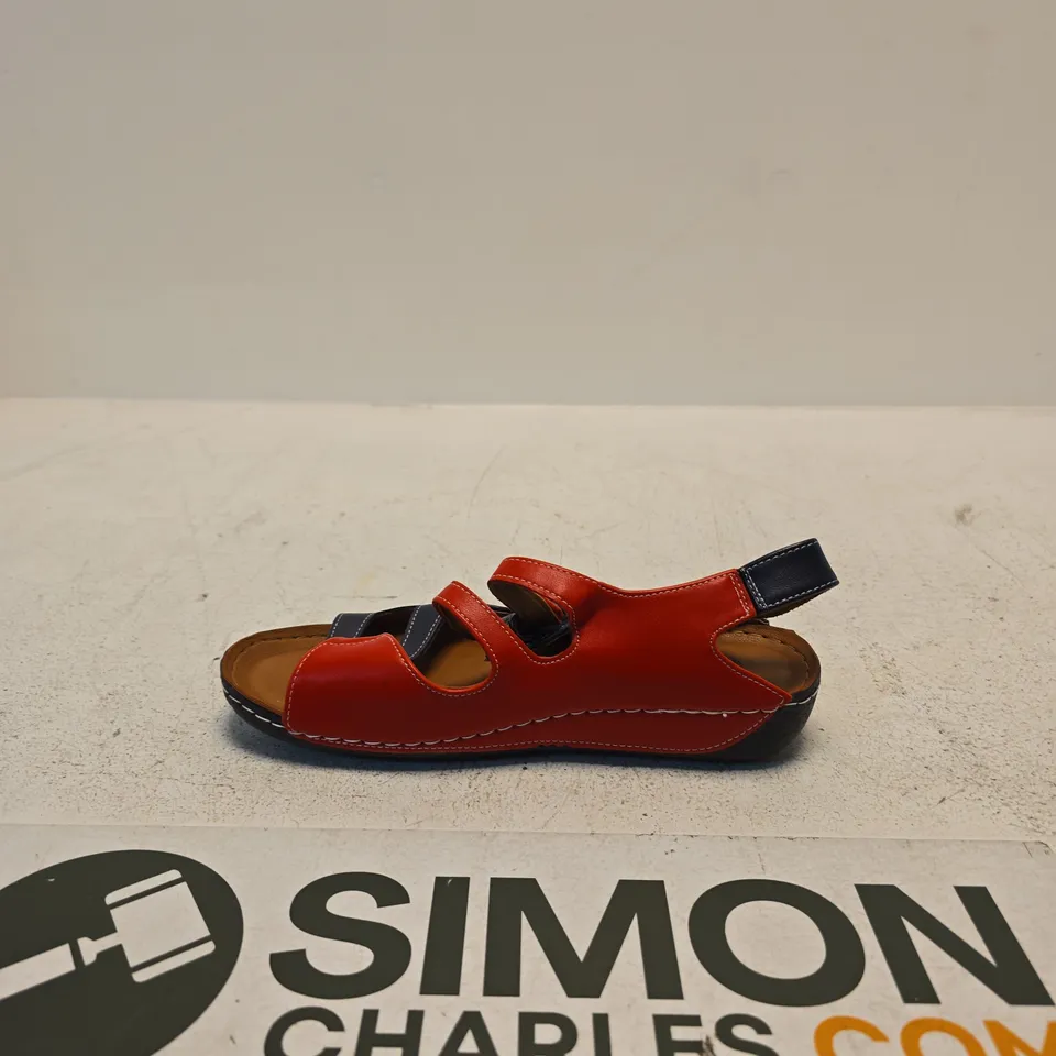 PAVERS LEATHER SANDALS – NAVY & RED, UK 5 (EU 38) – PRE-OWNED