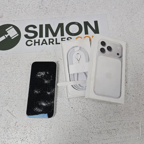 IPHONE 17 PRO – SILVER, 3‑CAMERA REAR, BOXED WITH USB‑C CABLE HEAVILY DAMAGED