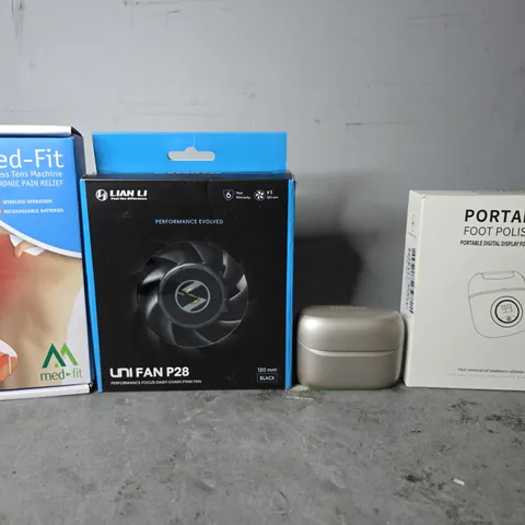 APPROXIMATELY 8 ASSORTED ITEMS TO INCLUDE - UNIFAN P28 , PORTABLE FOOT POLISHER , MED-FIT ELECTRONIC PAIN RELEIF ETC