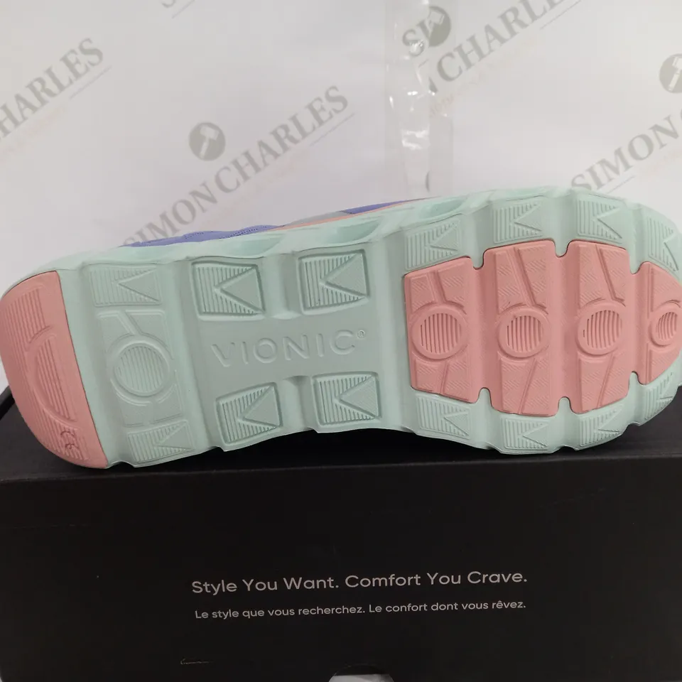 VIONIC CYAN & LILAC THREE ZONE COMFORT TRAINERS - SIZE 7