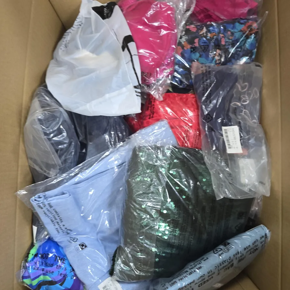 APPROXIMATELY 20 ASSORTED CLOTHING PRODUCTS IN VARIOUS STYLES & SIZES