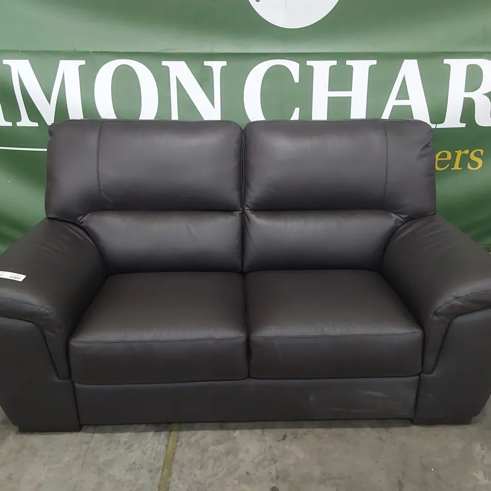 QUALITY ITALIAN DESIGNER VIRGILO POWER RECLINING TWO SEATER SOFA BROWN LEATHER