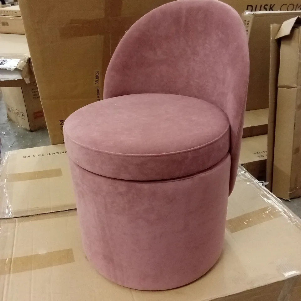 BOXED DUSK DRESSING TABLE STORAGE STOOL - PINK VELVET (1 BOX)