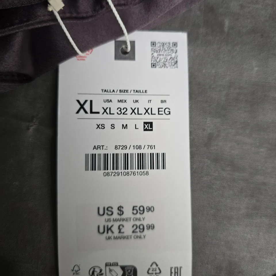 ZARA WOMEN’S SATIN TROUSERS – PURPLE LILAC, SIZE XL