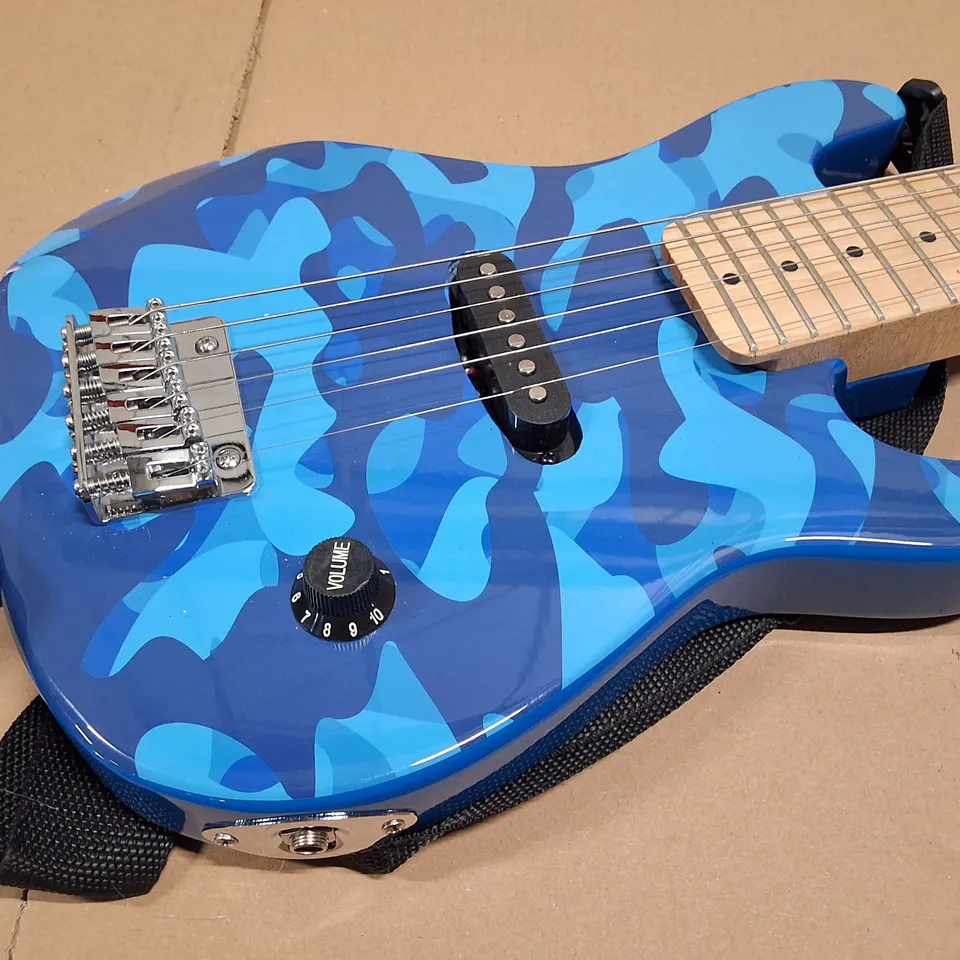 3RD AVE BLUE CAMOUFLAGE ELECTRIC GUITAR – WITH STRAP & MINI AMP