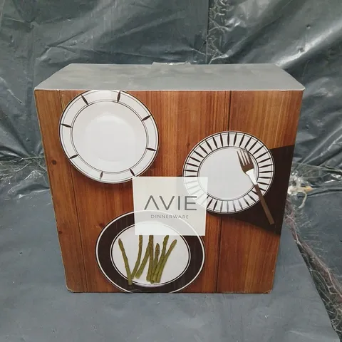 BOXED AVIE DINNERWARE SET - BLACK/WHITE - COLLECTION ONLY