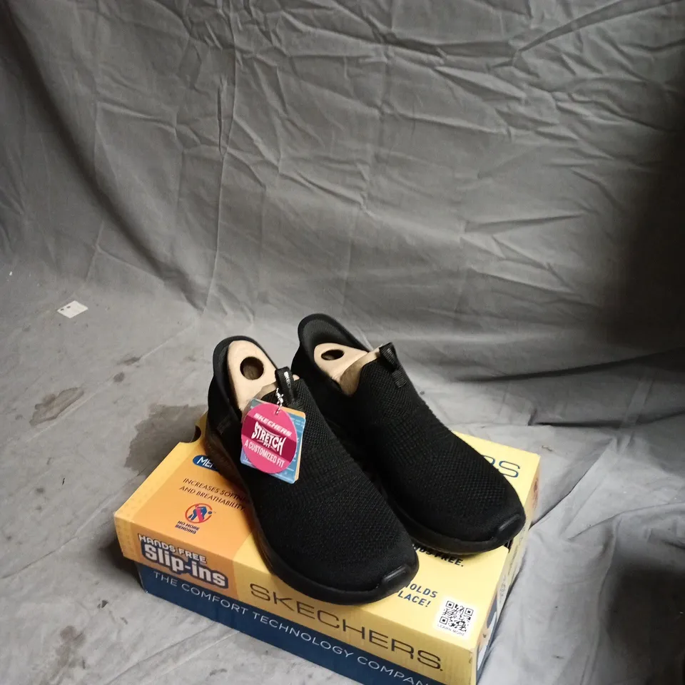 SKECHERS SLIP-ONS – BLACK, MEMORY FOAM, UK 3 (US 6, EU 36) WOMEN'S