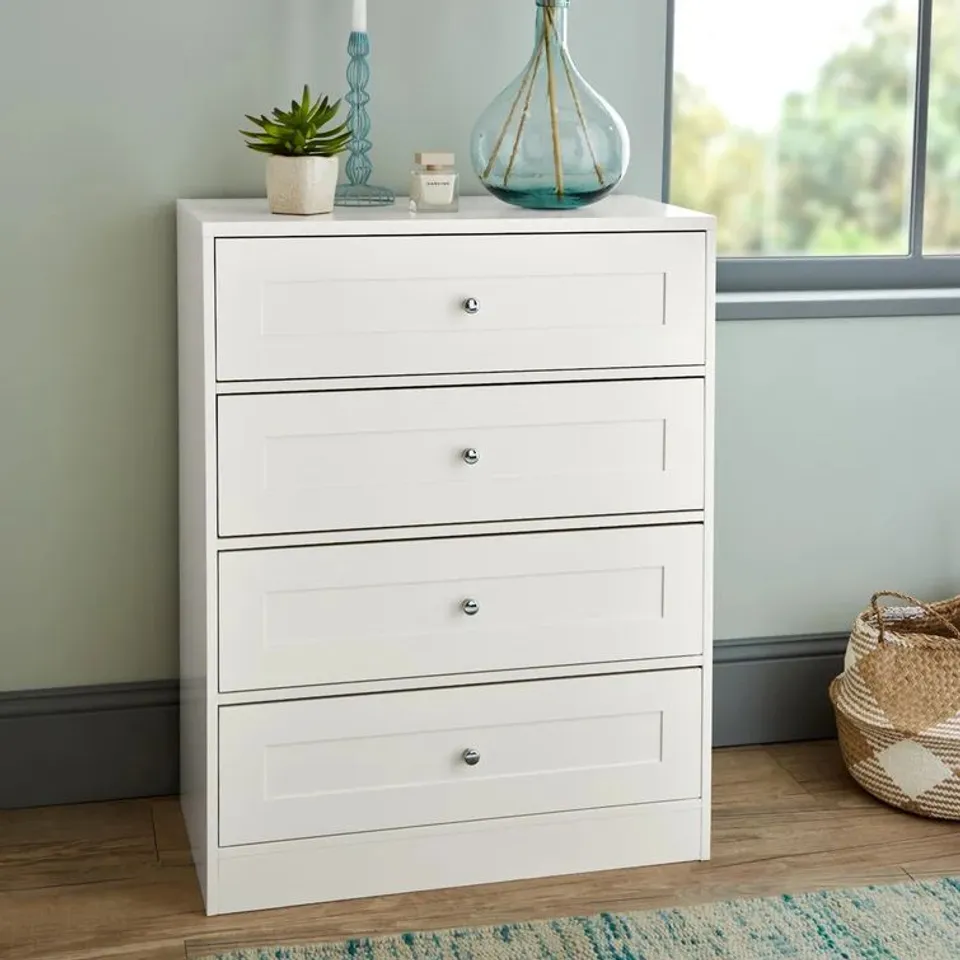 BOXED AZEEZAH 4 DRAWER 75cm W CHEST OF DRAWERS (1 BOX)