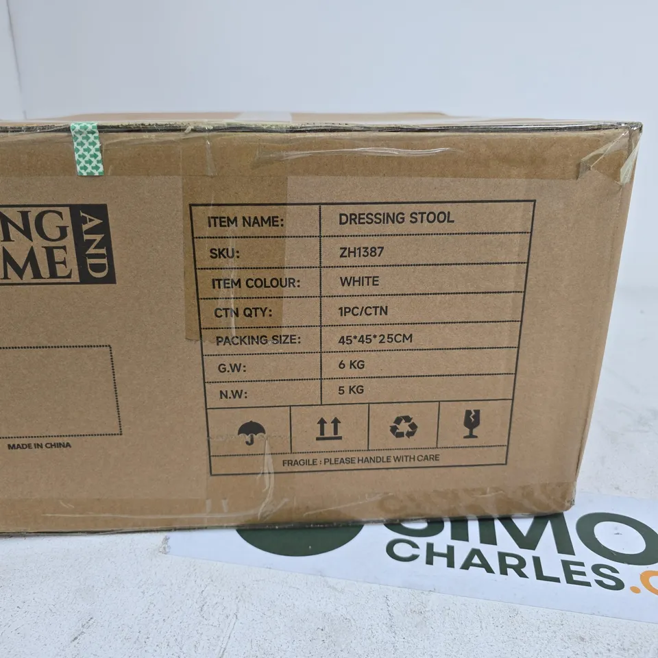 LIVING AND HOME WHITE DRESSING STOOL BOXED