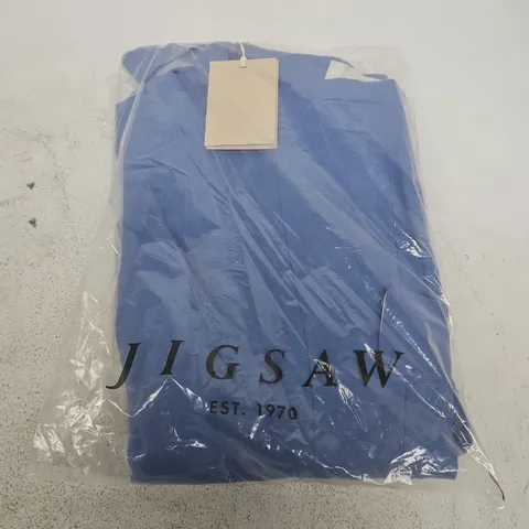 BAGGED JIGSAW LINEN DB PEAK LABEL BLAZER IN BLUE - UK 10