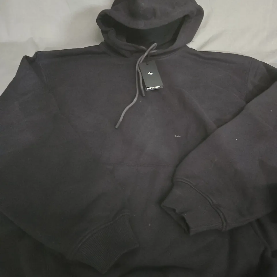 REPRESENT 247 CORE OVERSIZED HOODIE – BLACK – SIZE L