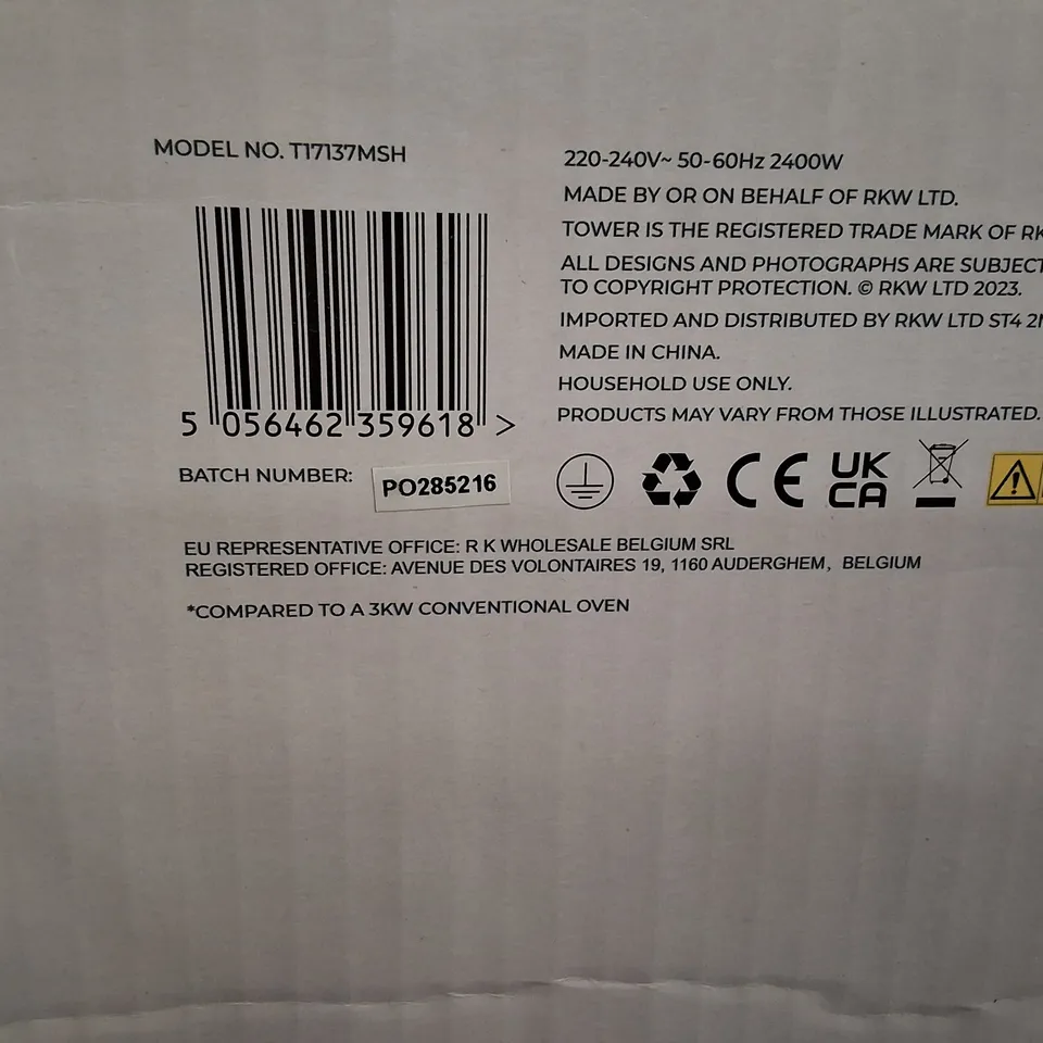 BOXED TOWER 8.5 LITRE DUAL BASKET AIR FRYER OVEN – BLACK (T17137MSH)