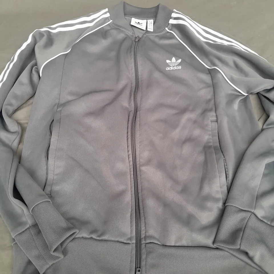 ADIDAS ZIP UP LONG SLEEVE JACKET IN GREY - UK MEDIUM