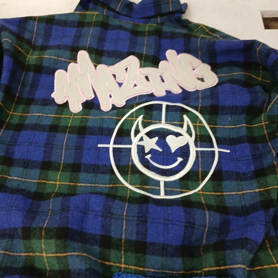 VIADEL ROSE JACKET – BLUE/GREEN CHECKS WITH LOGO PATCHES