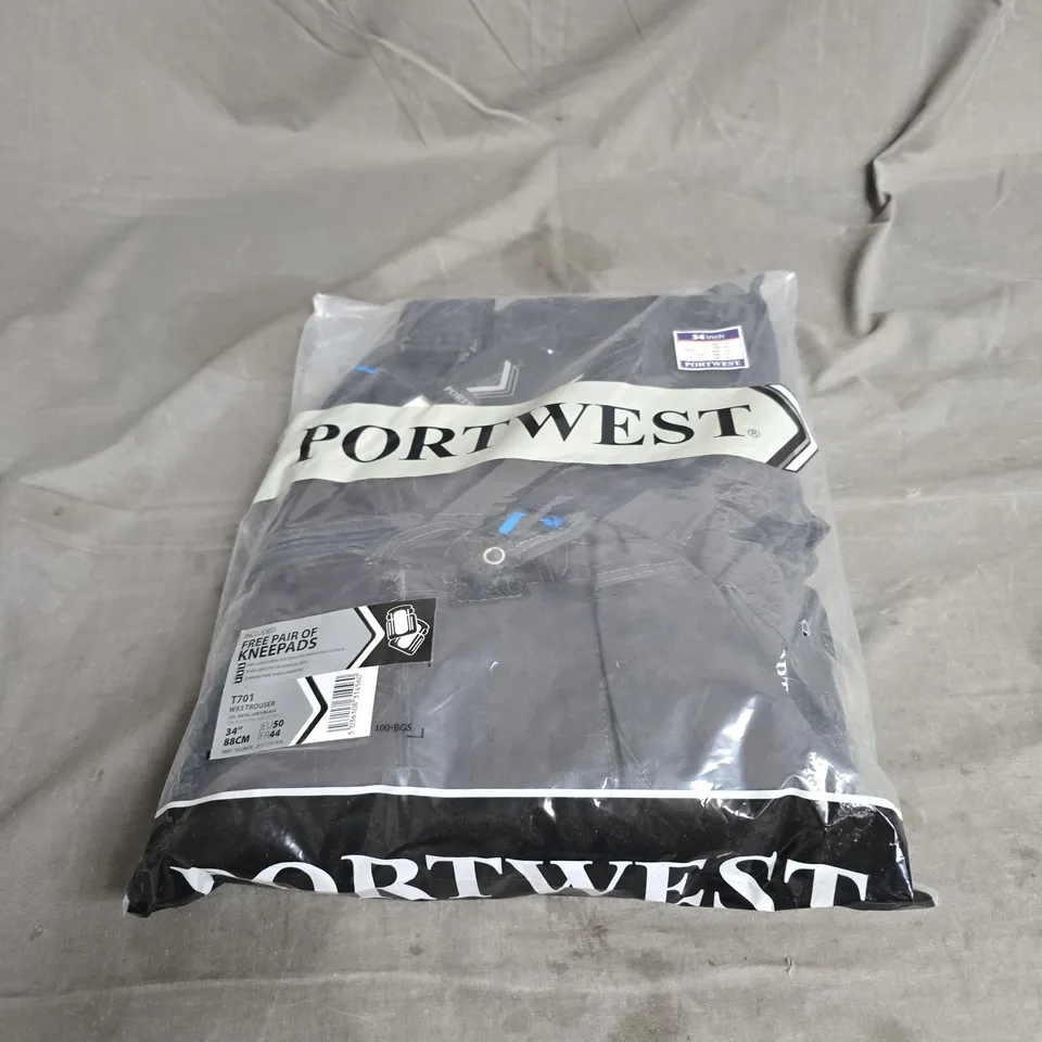 PORTWEST WX3 TROUSERS IN METAL GREY WITH KNEEPADS SIZE 34" SHORT