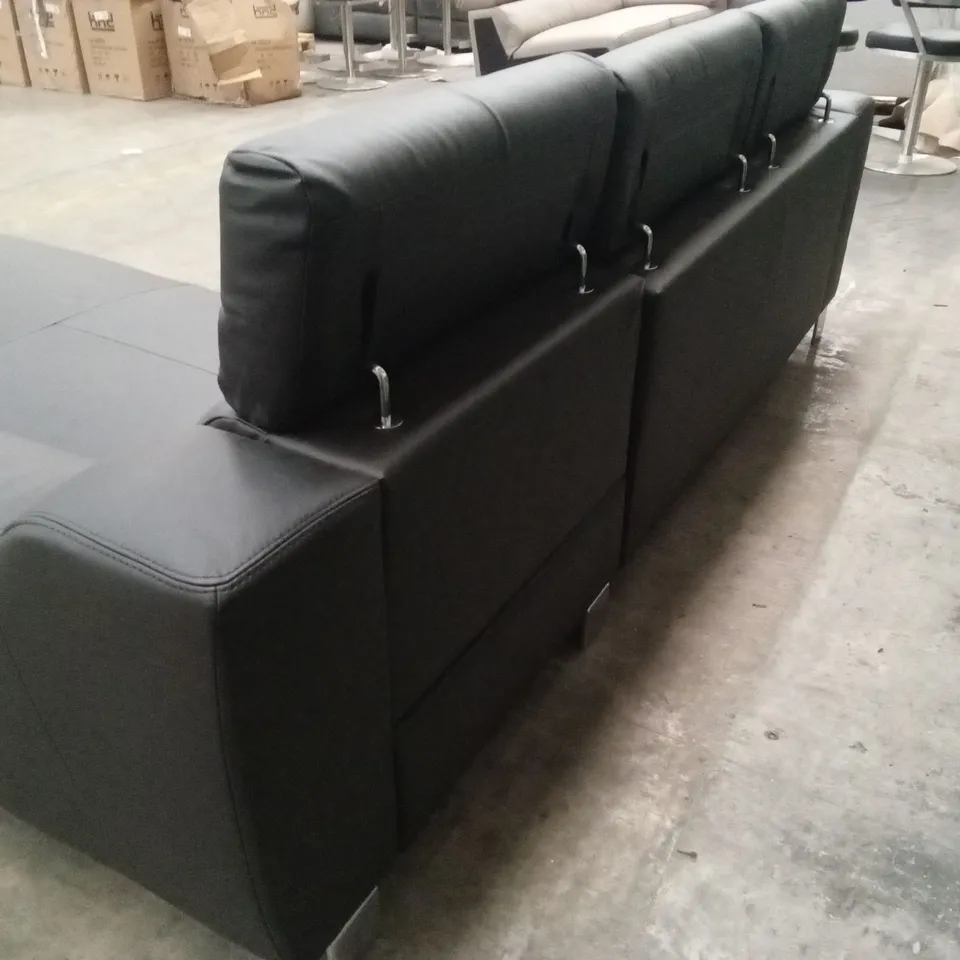 DESIGNER FAUX LEATHER CORNER SOFA PULL-OUT SOFA BED - BLACK