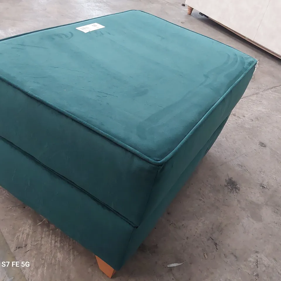 DESIGNER RECTANGULAR STORAGE FOOTSTOOL TURQUOISE PLUSH FABRIC 