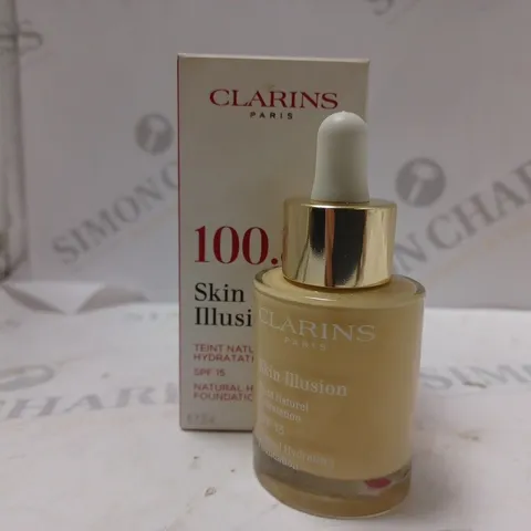 BOXED CLARINS 100.SKIN ILLUSION NATURAL HYDRATING FOUNDATION (30ml)