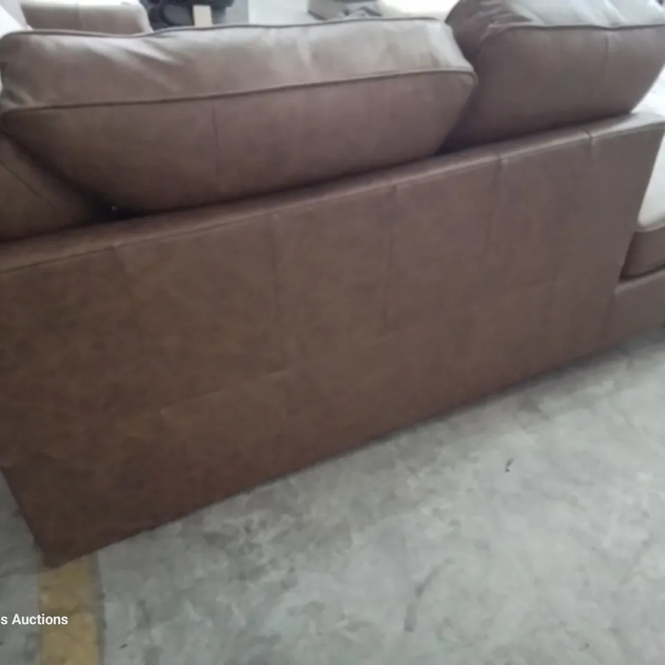 QUALITY DESIGNER ABBEY LH CHAISE SOFA CHESTNUT LEATHER