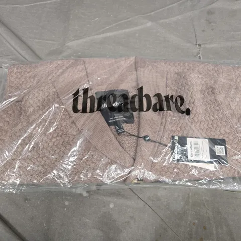 BAGGED THREADBARE MENS CARDIGAN LINDOW SHAWL IN TAUPE - LARGE