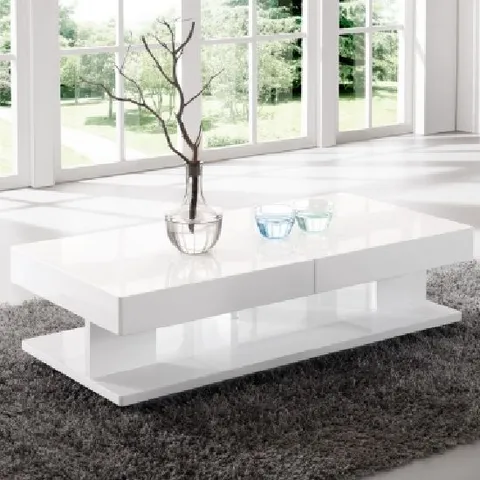 BOXED VERONA EXTENDABLE COFFEE TABLE - WHITE HIGH GLOSS (1 BOX)