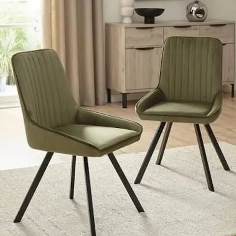 BOXED MARLOW PAIR OF DINING CHAIRS - MOSS GREEN AND BLACK