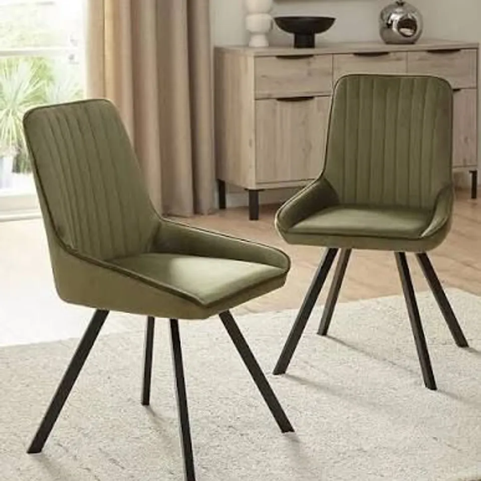 BOXED MARLOW PAIR OF DINING CHAIRS - MOSS GREEN AND BLACK