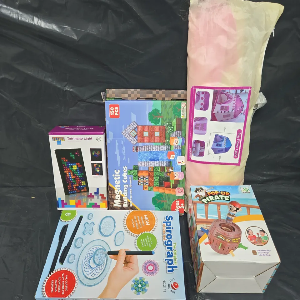 APPROXIMATELY 20 ASSORTED TOYS AND GAMES TO INCLUDE MAGNETS, TENTS AND FANCY DRESS