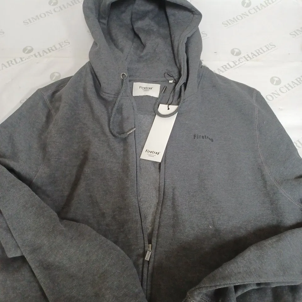 FIRETRAP HEAVY WEIGHTED BLACK JACKET WITH HOOD - 2XL
