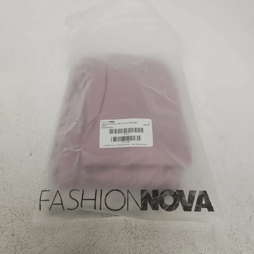 FASHION NOVA LAVENDER CONTOUR DOUBLE-LINED TURTLE NECK MIDI DRESS – UK SIZE S