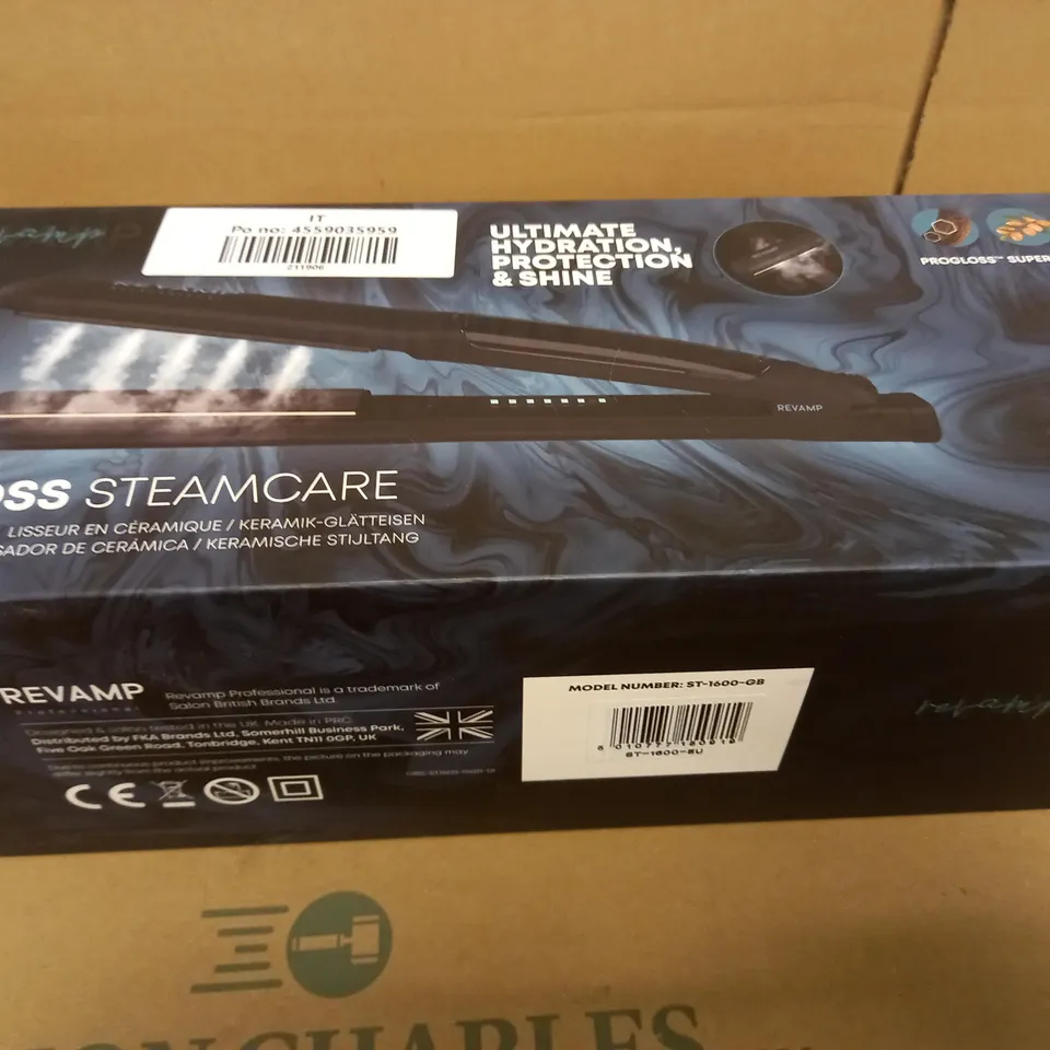 BOXED REVAMP PROGLOSS STEAMCARE CERAMIC STRAIGHTENER 