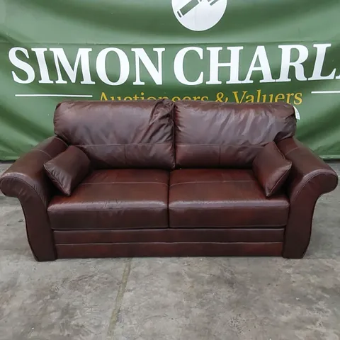 DESIGNER SOFA UPHOLSTERED IN CHOCOLATE LEATHER