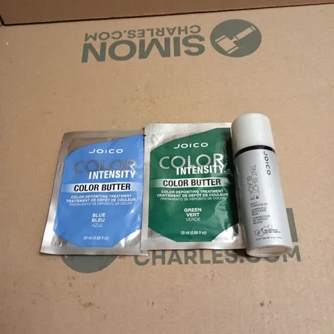 APPROXIMATELY 34 X ASSORTED JOICO HAIR CARE PRODUCTS TO INCLUDE THE TINT SHOT BLACK ROOT CONCEALER, COLOR INTENSITY COLOR BUTTER BLUE ETC