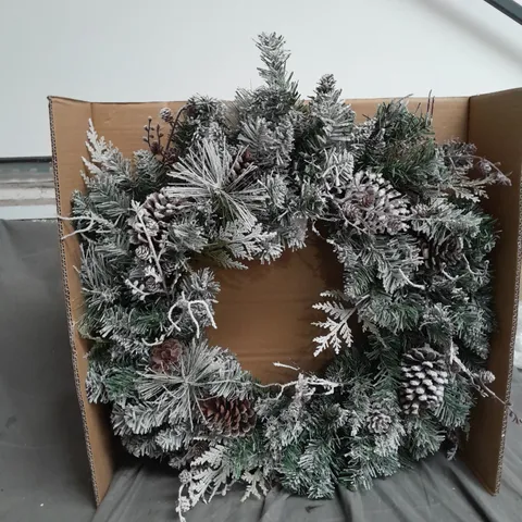 FROSTED CONE WREATH PRE LIT